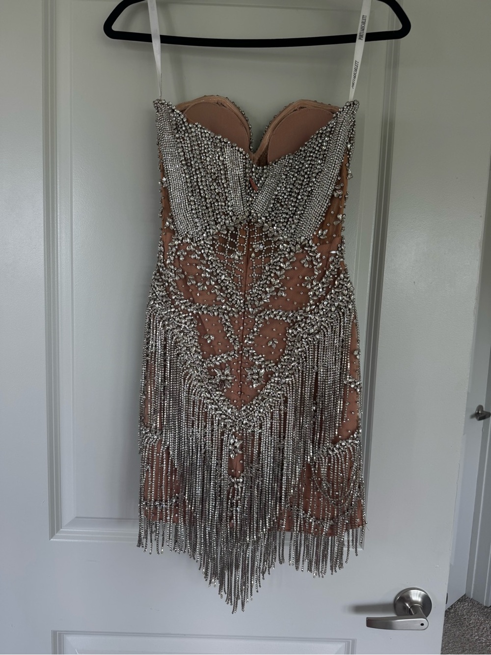 Portia and Scarlett Strapless Mini Dress with Silver Beaded Fringe - Picture 9 of 16